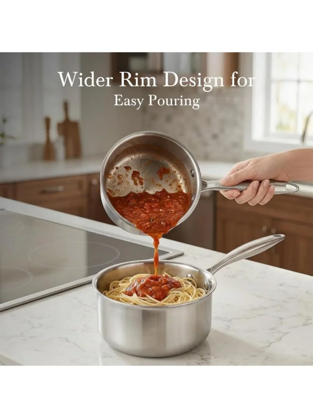 Heavy Duty Tri-Ply Stainless Steel Pots 1.5Qt & 2.5Qt | Induction Ready